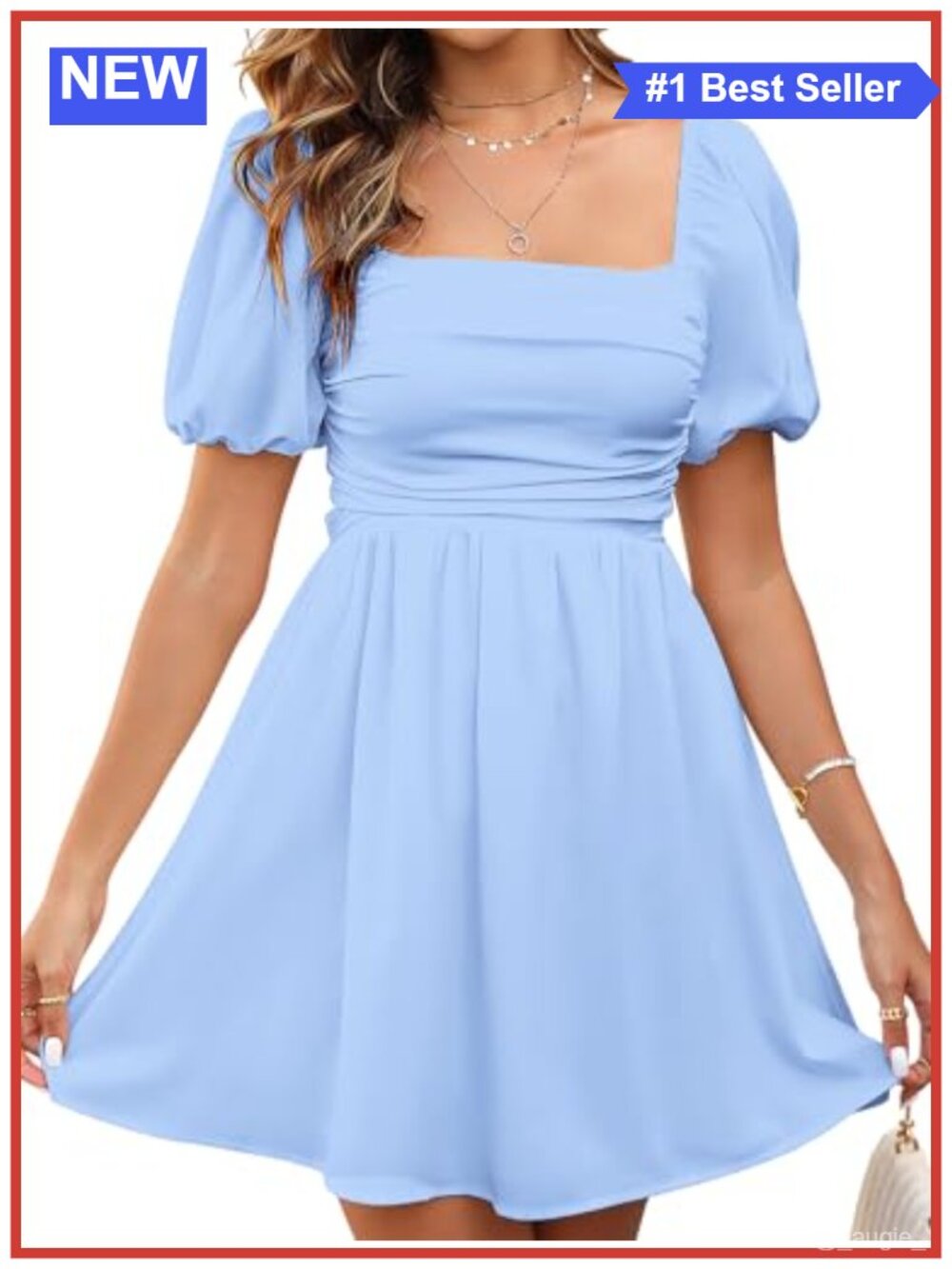 Puff Sleeve Mini Dress Backless A-Line Graduation Summer Casual